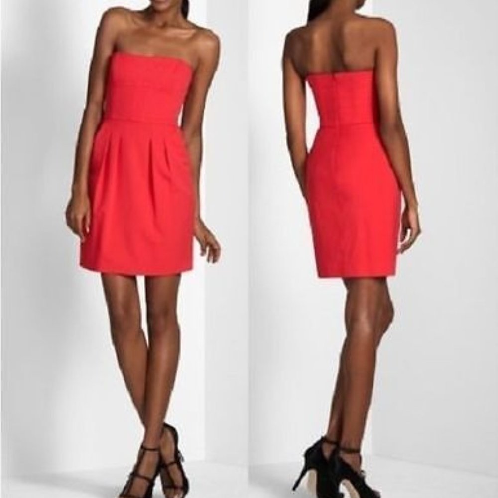NWT $288 BCBG MAX AZRIA Bengaline Strapless Dress size 0 with POCKETS